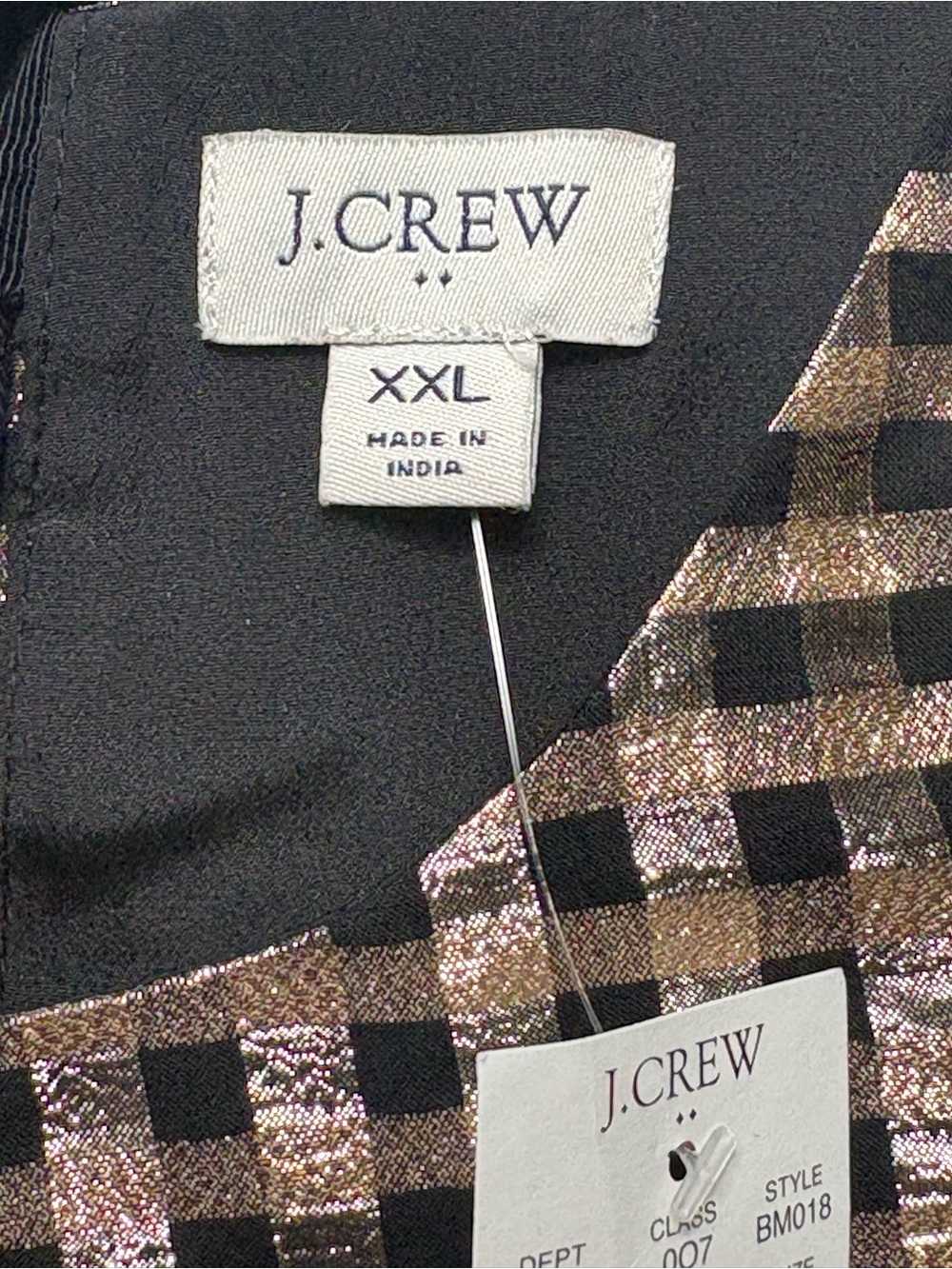 NWT J.Crew Factory Lurex Metallic Threads Puff-Sleeve Top Black Gold XXL - Picture 11 of 14